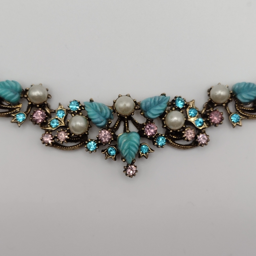 RARE Vintage 1950s Gold Plated Necklace, Bracelet & Clip Earring Set - Florenza - Picture 12 of 16